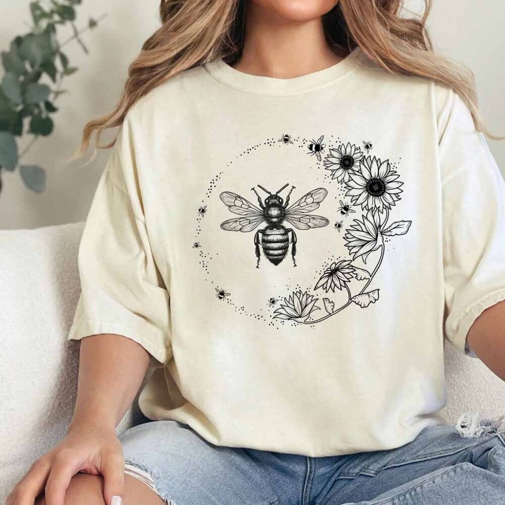 Sunflower And Bee Tshirt Bee Shirt Bee Tshirt Save The Bees Shirt